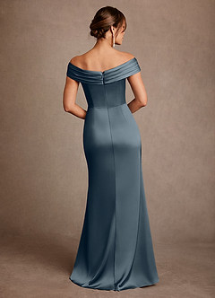 Azazie Bedford vestidos de madre de la novia Vestido de Crepúsculo de Satén Elástico de Corte Recto con Plisado image3