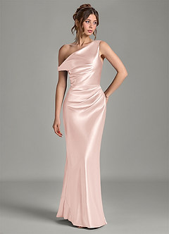 Azazie Emerson 신부 들러리 드레스 인어 오프 더 숄더 메탈릭 새틴 바닥 길이 드레스 image4