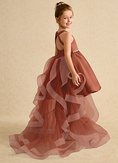 Azazie Julietta Flower Girl Dresses Auburn Ball-Gown Convertible Tulle Dress image6