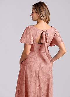 Azazie Kimber Jurken voor bruidsmeisjes Jurk van Bloemen Burn-out met A-Lijn met Zakken Rozet image2