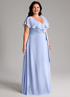 Azazie Lainey Bridesmaid Dresses Ice A-Line with Pockets Chiffon Dress image11