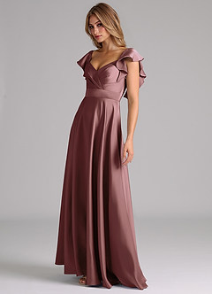 Azazie Leilani Bridesmaid Dresses Vintage Mauve A-Line Ruched Stretch Satin Dress image8