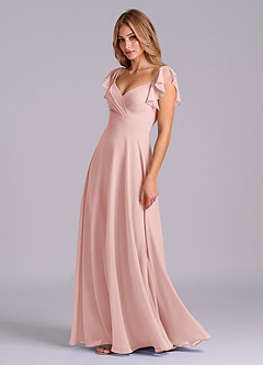 Azazie Leilani Brudtärnklänningar Klä av A-Linje i Chiffong Plisserad Puderrosa image4