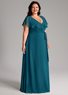 Azazie Lainey Bridesmaid Dresses Ink Blue A-Line with Pockets Chiffon Dress image11