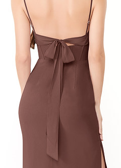 Azazie Mai Bridesmaid Dresses Espresso Sheath Pleated Chiffon Dress image6