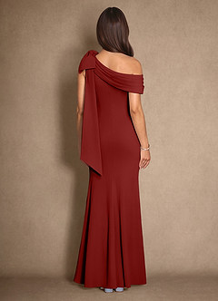 Azazie Myers vestidos de madre de la novia Vestido de Terracota de Crepé elástico de Sirena con Plisado image2
