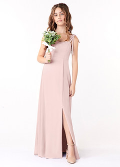 Azazie Rosey Junior Blushing Pink A-Line Sweetheart Neckline Chiffon Dress image4