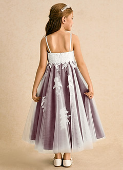 Azazie Coraline Blumenmädchenkleider A-Linie Spitze Kleid Elfenbein Cabernet image2