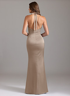 Azazie Valerie Bridesmaid Dresses Taupe Mermaid Pleated Stretch Satin Dress image3
