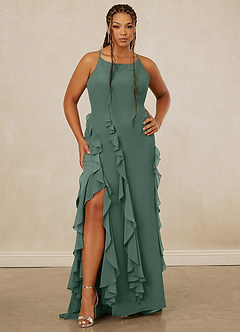 Christian Siriano Bridal for Azazie 1006 Bridesmaid Dresses Sea Moss Mermaid Ruched Chiffon Dress image8