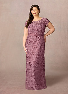 Azazie Dorit Mother of the Bride Dresses Vintage Mauve Sheath Scoop Lace Dress image7