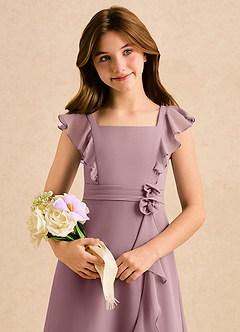 Azazie Soso Girls Formal Flower Girl Klänningar Klänning A-Line i Chiffong Plisserad image6