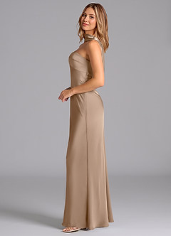 Azazie Lusinda Bridesmaid Dresses Taupe Mermaid Strapless Stretch Satin Dress image5