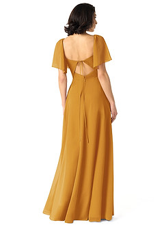 Azazie Chloe Bridesmaid Dresses Butterscotch A-Line Sweetheart Neckline Chiffon Dress image2