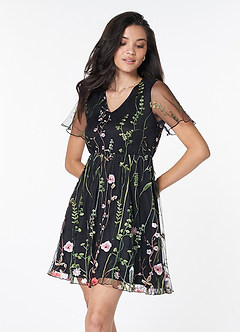 Darling Romance Black Floral Embroidery Mini Dress image2
