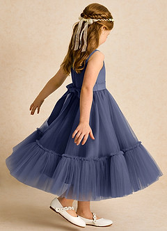 Azazie Miracle Flower Girl Dresses Stormy A-Line Bow Matte Satin Dress image5