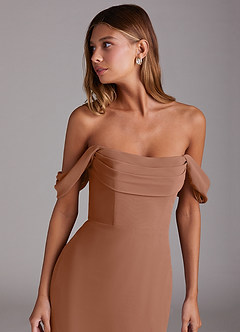 Azazie Saige Bridesmaid Dresses Bronzer A-Line Off the Shoulder Chiffon Convertible Dress image5
