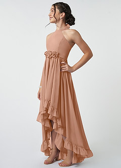 Azazie Hermione Junior Champagne Rose A-Line Chiffon Dress image4