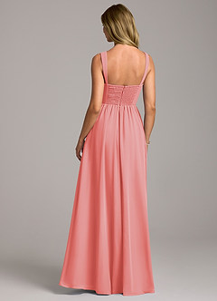 Azazie Rosaline Bridesmaid Dresses Coral A-Line Side Slit Chiffon Dress image6