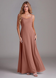 Azazie Daenerys Bridesmaid Dresses Cedar Rose A-Line Cowl Chiffon Dress image3