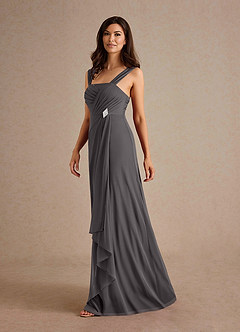 Azazie Clinton Abiti per la Madre della Sposa Abito A-Line in Maglia Plissettato Grigio Acciaio image6