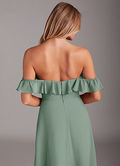 Azazie Lyra Bridesmaid Dresses Silver Sage A-Line Chiffon Convertible Dress image8