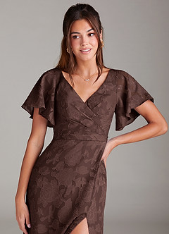 Azazie Ambrosia Bridesmaid Dresses Ganache A-Line Pleated Floral Burnout Dress image5