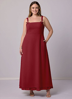 Barbie ♥ Azazie Vestidos de damas de honor Vestido de Granada de Gasa de Corte en A con Plisado image9