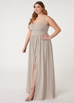 Azazie Chanel Brautjungfernkleider A-Linie Plissee Chiffon Kleid Frost image10