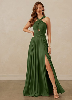 Christian Siriano Bridal for Azazie 1009 Bridesmaid Dresses Olive A-Line Pleated Chiffon Dress image2