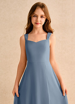 Azazie Makani Girls Formal Blumenmädchenkleider A-Linie Herzausschnitt Chiffon Kleid Zwielichtviolett image6