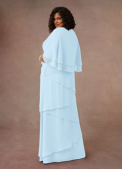 Azazie OHara Mère de la mariée Robes Robe Trapèze en Mousseline de soie Col V Bleu Ciel image11