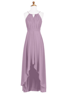 Azazie Oaklynn Junior Robe Trapèze en Mousseline de soie Plissée Glycine image6