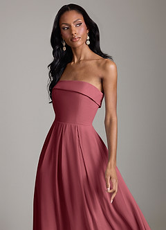 Azazie Lucienne Bridesmaid Dresses Merlot A-Line Strapless Chiffon Convertible Dress image4