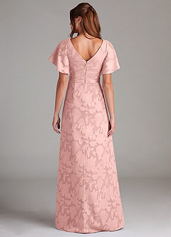 Azazie Ambrosia Bridesmaid Dresses Powder Pink A-Line Pleated Floral Burnout Dress image7
