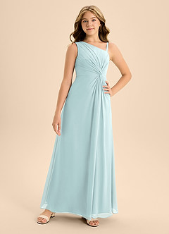 Azazie Brooke Junior Mist A-Line Side Slit Chiffon Dress image4