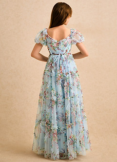 Azazie Naelli Girls Formal Sukienki dla dziewczynek sypiących kwiaty Linia A Marszczony Szyfon Długość podłogi Sukienka image2