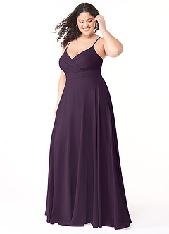 Azazie Avelina Bridesmaid Dresses Plum A-Line V-Neck Pleated Chiffon Dress image8