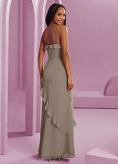Barbie ♥ Azazie Bridesmaid Dresses Taupe Sheath Chiffon Dress image2