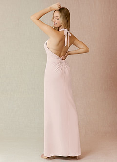 Azazie Yessi Bridesmaid Dresses Rose Petal Sheath Pleated Chiffon Dress image2
