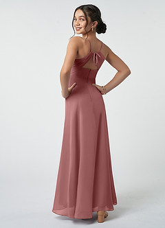 Azazie Avelina Junior Desert Rose A-Line Pleated Chiffon Dress image5