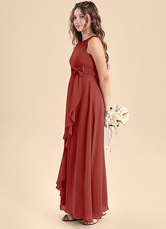 Azazie Lilenne Junior A-Linie Schleifen Chiffon Kleid Terrakotta image4