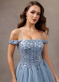 Ariella Powder Blue Shimmer Maxi Dress image8