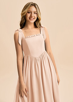 Azazie Delia Junior Abito A-Line in Chiffon Fiocco Rosa Inglese image2