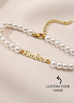front Personalized Name Pearl Bracelet