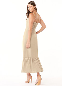 Azazie Justina Bridesmaid Dresses Champagne A-Line Sweetheart Neckline Chiffon Dress image4