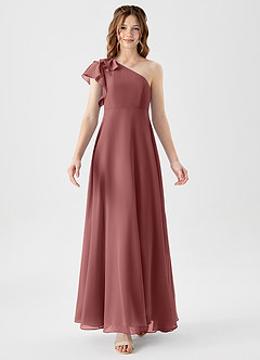 Azazie Arabella Junior Abito A-Line in Chiffon Increspato Ametista image5