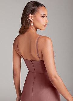 Azazie Maci Brautjungfernkleider Etui Plissee Chiffon Kleid Wüstenrose image6
