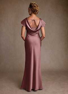 Azazie Shelby Final Sale Vintage Mauve Mermaid Pleated Stretch Satin Dress image2