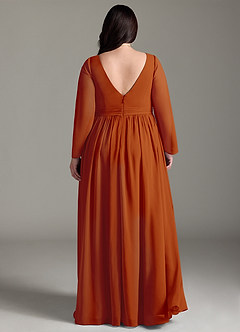 Azazie Teton Maternity Bridesmaid Dresses A-Line Long Sleeve Chiffon Floor-Length Dress image8